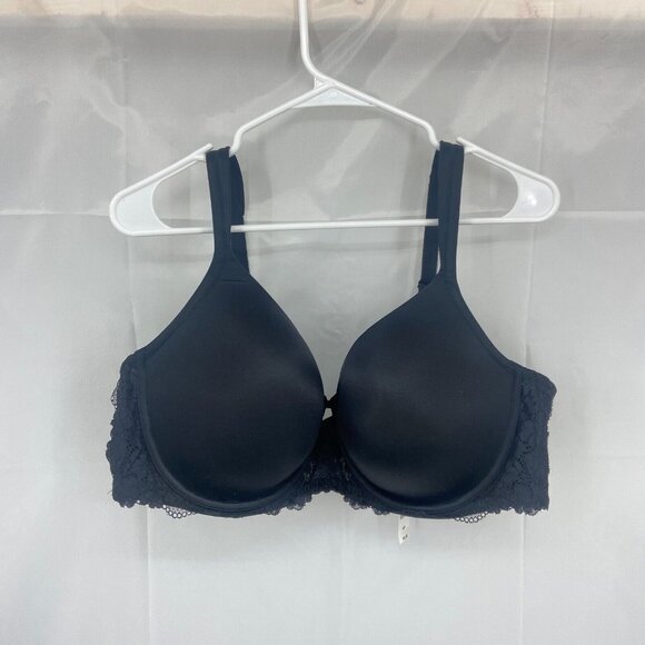 Talbots 44D Full Coverage T Shirt Bra Lightly Lined Black Lace Adjustable Straps - Picture 1 of 9